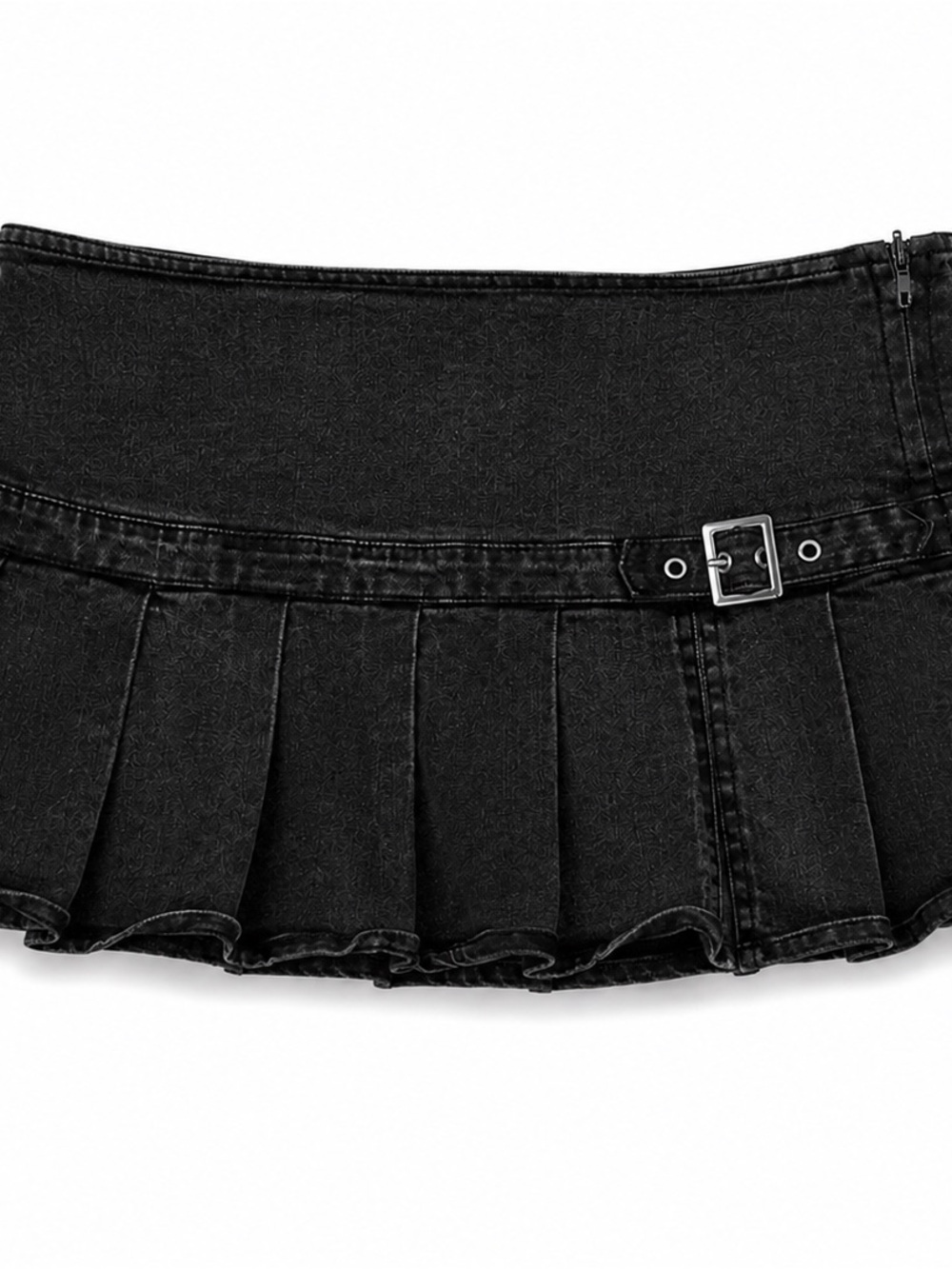 BDG Black Pleated Mini Skirt with Buckle Belt